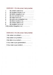 English Worksheet: Family members