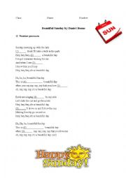 Song -- Beautiful Sunday by  Daniel Boone (pronouns)