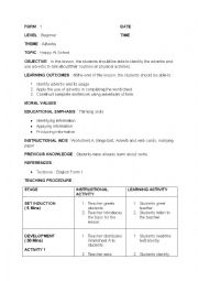 English Worksheet: Lesson Plan Adverb