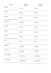 English Worksheet: Scattergories 2