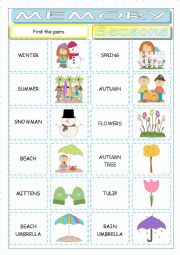 English Worksheet: Seasons Memory