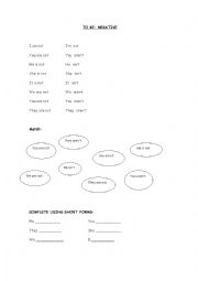 English Worksheet: To Be Negative