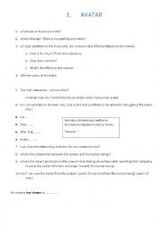 English Worksheet: Avatar Trailer