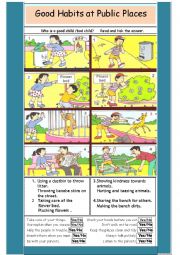 English Worksheet: Good habits at public places