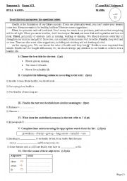 English Worksheet: an interesting global test for 1st year BAC  students (version 3)