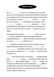 English Worksheet: Healthy living