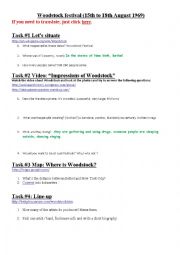 English Worksheet: Woodstock festival Webquest