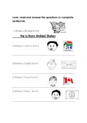 English Worksheet: Where are you from?