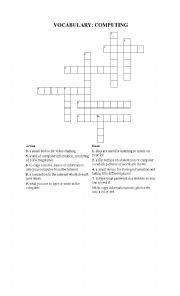 English Worksheet: computing crossword