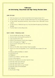 English Worksheet: Tornado - An Entertaining, Educational and High-Energy Revision Game