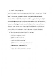 English Worksheet: John and Sophie - Daily Routine