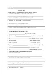 English Worksheet: going to - imediate future