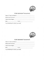 English Worksheet: NCAA Basketball Research Form