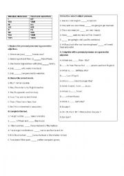 English Worksheet: PERSONAL PRONOUNS AND POSSESSIVE ADJECTIVES