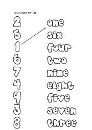 English Worksheet: Numbers 1 to 9