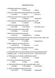 English Worksheet: surperlative quiz 