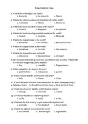 English Worksheet: surperlative quiz 