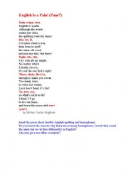 English Worksheet: POEM ON ENGLISH SPELLING