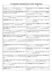 English Worksheet: past simple tandem exercise