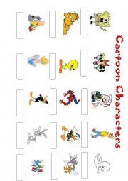 English Worksheet: cartoon characters