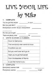 English Worksheet: LIVE YOUR LIFE