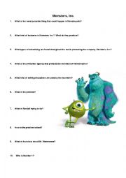 English Worksheet: Monsters inc