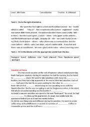 English Worksheet: Consolidatin 8th form