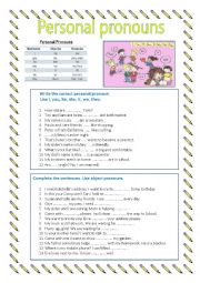 English Worksheet: Personal Pronouns