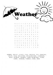 English Worksheet: Weather WordFind