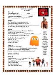 English Worksheet: Wreck it Ralph - Shut up & Drive Worksheet