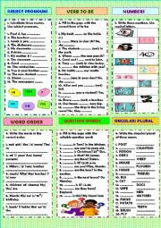 English Worksheet: Revision: to be & more + key
