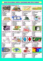 English Worksheet: Back to school: classroom language: multiple choice (+ key)