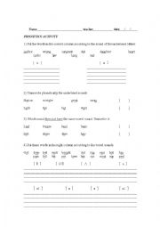 English Worksheet: Pronunciation