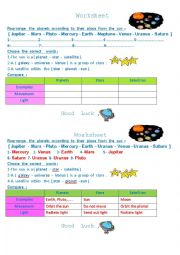 English Worksheet: solar system