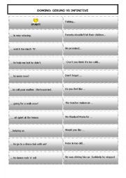 English Worksheet: Domino: gerund vs infinitive