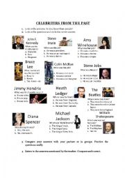 English Worksheet: Celebrities from the Past (WAS and WERE - GRAMMAR) - Printable Version