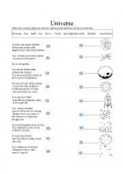 English Worksheet: The Universe