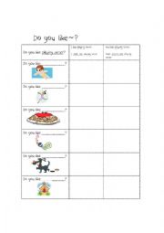 English Worksheet: Do You Like~? Writing Activity