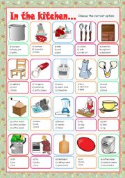 English Worksheet: Kitchen (Multiple Choice)