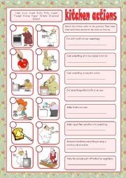 English Worksheet: Kitchen Actions