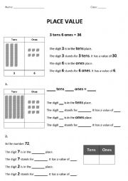 English Worksheet: Place value practice - Ones and Tens