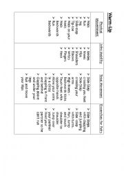 English Worksheet: Warm Up