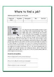 English Worksheet: Where to find a job?