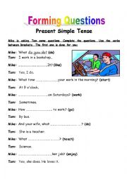 English Worksheet: Forming Questions (Present Simple Tense)