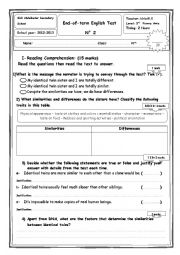 English Worksheet: global english exam