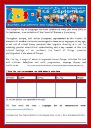 English Worksheet: EUROPEAN DAY OF LANGUAGES - 2013