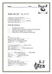 English Worksheet: Wake me up by Avicii