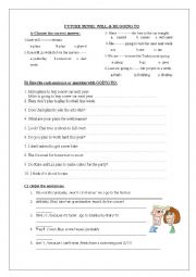 English Worksheet: FUTURE TENSE: WILL & BE GOING TO
