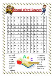 English Worksheet:  back to school Ice breaker (word search)