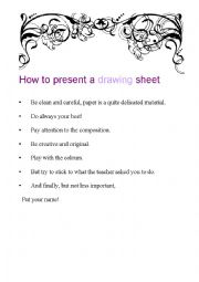English Worksheet: How to present a drawing sheet